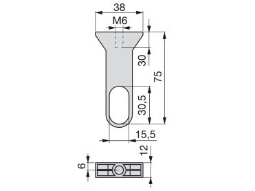 Suporte central para varão oval de alumínio 30 x15 mm