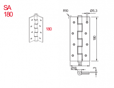 Dobradiça simples SA- SA180