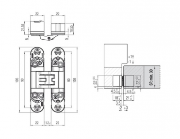 Dobradiça invisível K6400