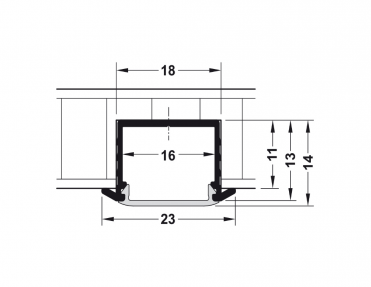 Perfil de alumínio, de embutir, prof. 11 mm - para fita LED com largura 16 mm
