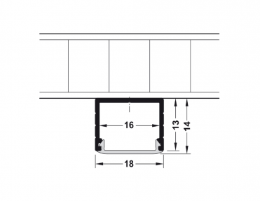 Perfil de alumínio, de embutir, altura 14 mm- para fita LED com largura até 16 mm