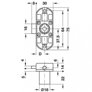 FECHADURA SYMO PICCOLO-NOVA 15MM- DESENHO TÉCNICO