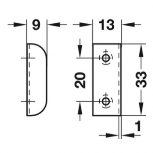 CONTRACHAPA ANGULAR P/ FECHADURA- DESENHO TÉCNICO