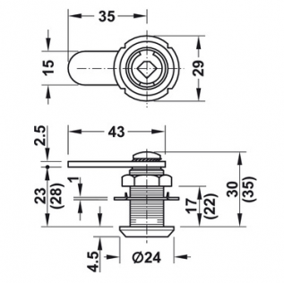 FECHADURA DE PALANCA 22MM- DESENHO TÉCNICO