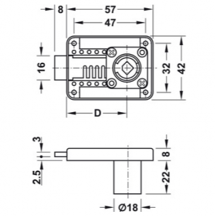 FECHADURA ENTRADA AJUSTÁVEL- DESENHO TÉCNICO