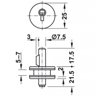 FECHADURA CILÍNDRICA P/ PORTAS DE VIDRO- DESENHO TÉCNICO