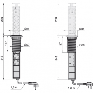 Torre tomadas Vertikal c/ USB