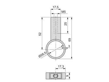 Suporte central Ø28- desenho técnico